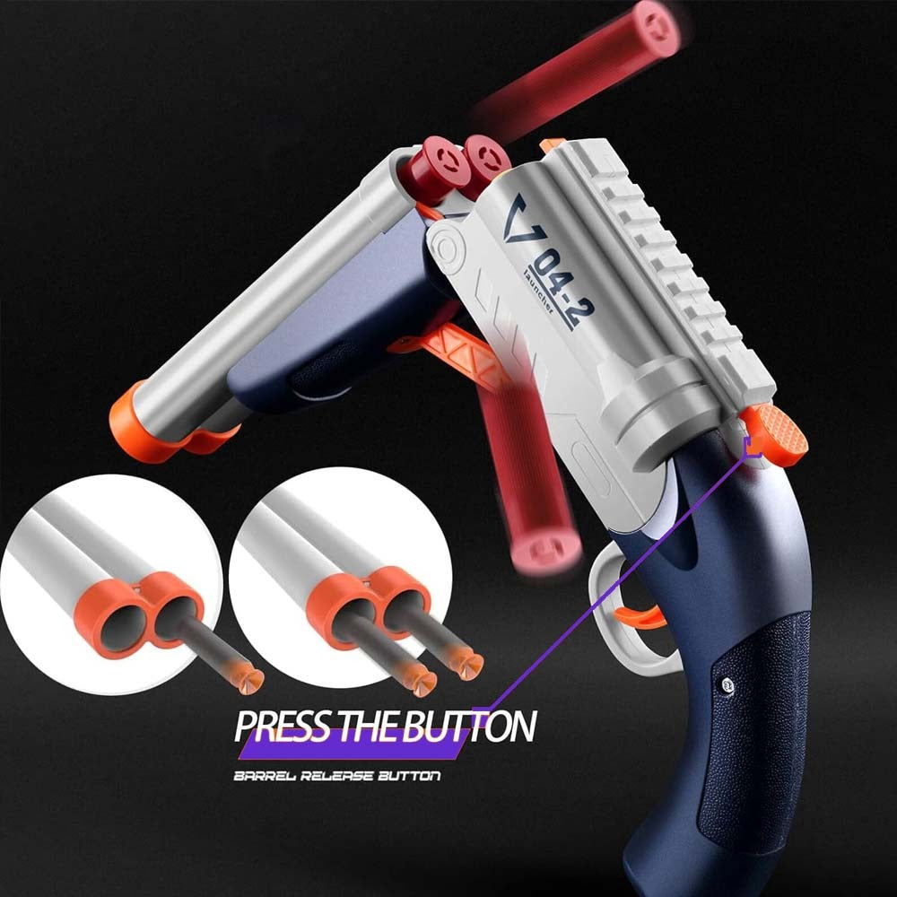Double Barrel 2 in 1 Blaster with Foam & Shell Ejection Toy for Kids