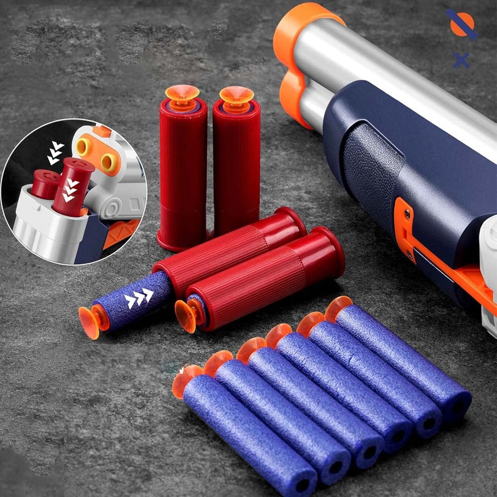 Double Barrel 2 in 1 Blaster with Foam & Shell Ejection Toy for Kids