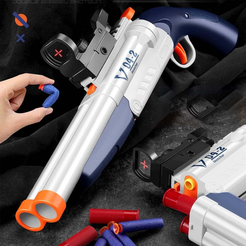 Double Barrel 2 in 1 Blaster with Foam & Shell Ejection Toy for Kids